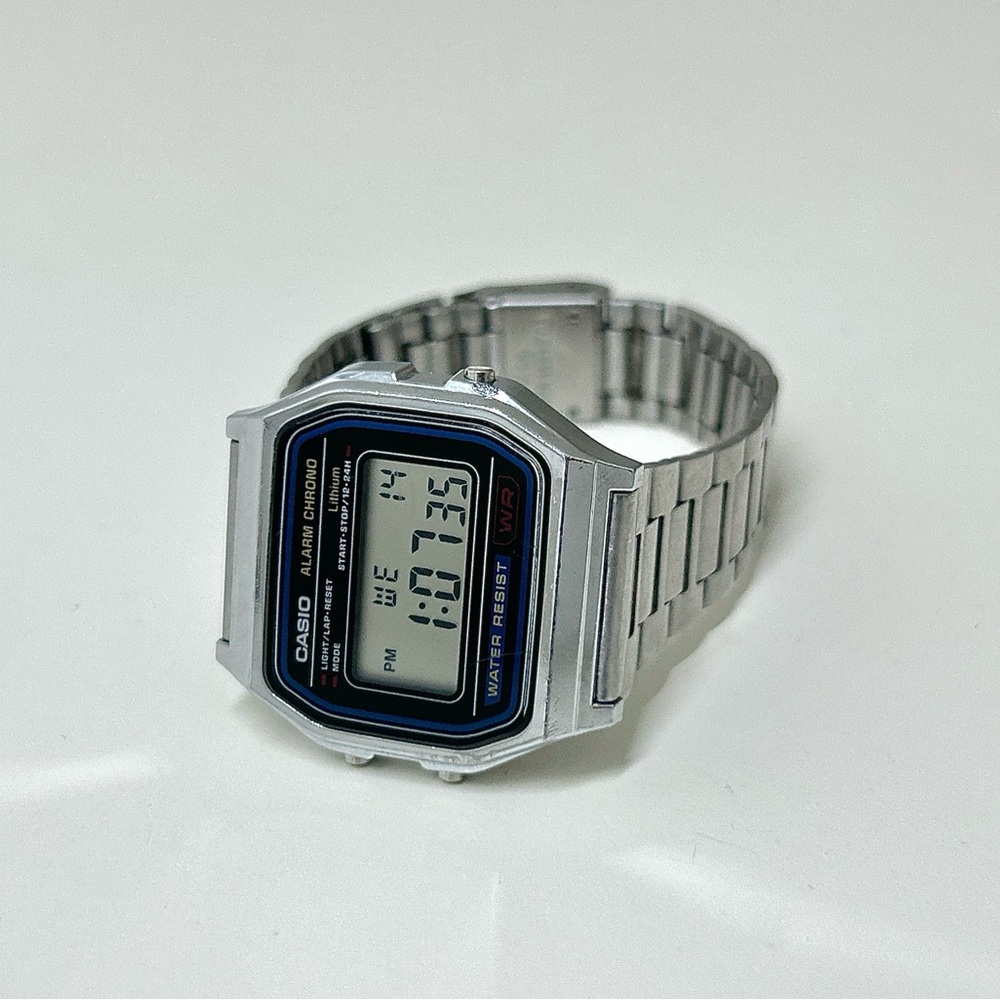Vtg Casio A158W Stainless Steel Water Resistant Digital Watch - Picture 1 of 16